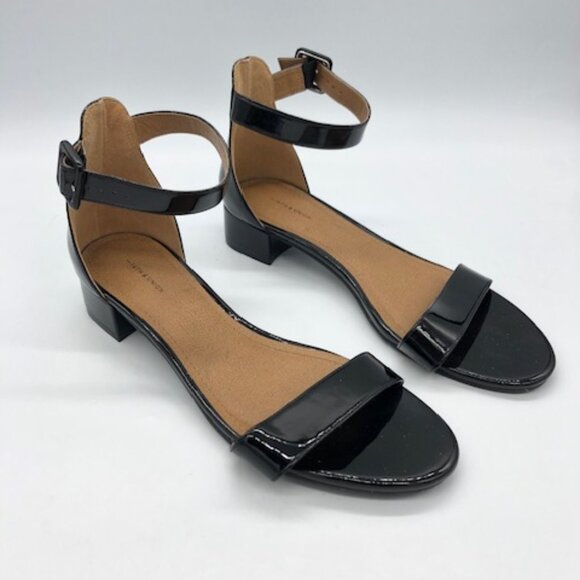 14th & Union Black Ankle Strap Block Heel Sandals Women’s 9M - Picture 1 of 4